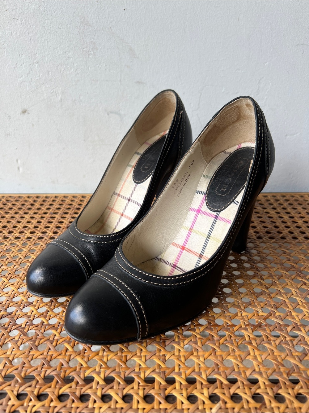 Coach Black Leather Cap-Toe High Heels